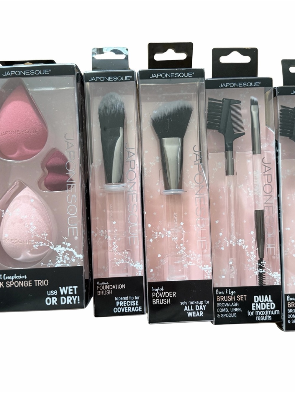 Japonesque Pink Makeup Brush & Sponge Set